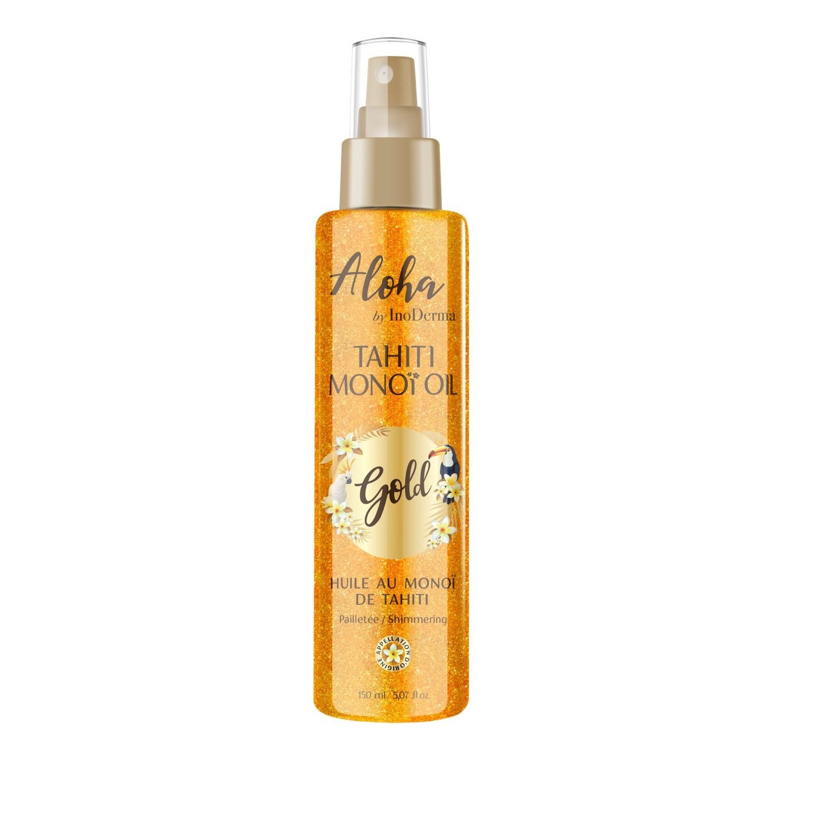 WhatsApp-Image-2021-08-19-at-10.57.10-2 ALOHA Huile De Monoi de Tahiti Pailletee Gold Spray 150ml – Image 1
