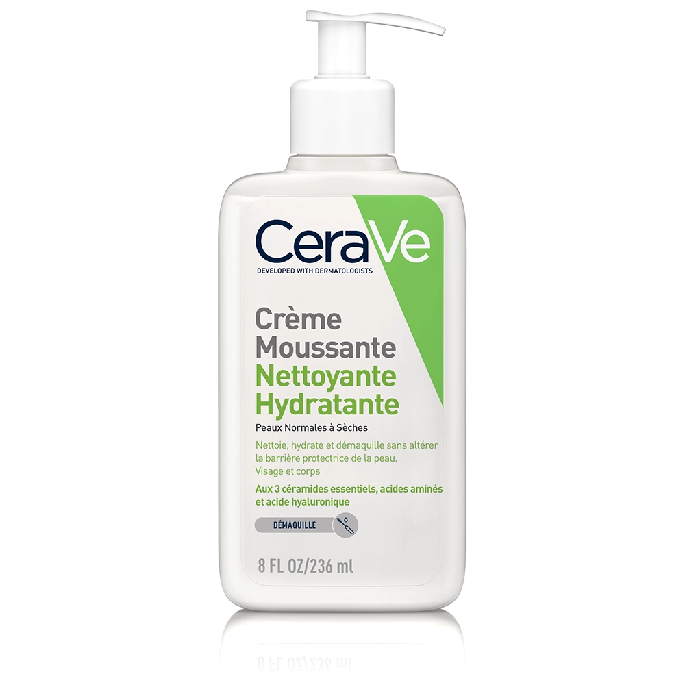 creme-moussante-nettoyant-visage-et-yeux-236ml-peaux-normales-a-seches-cerave CeraVe Crème Moussante Nettoyante Hydratante 236ml – Image 1